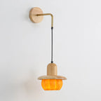 Mini Wooden Pumpkin Shape Wall Sconce for Bedroom Decor