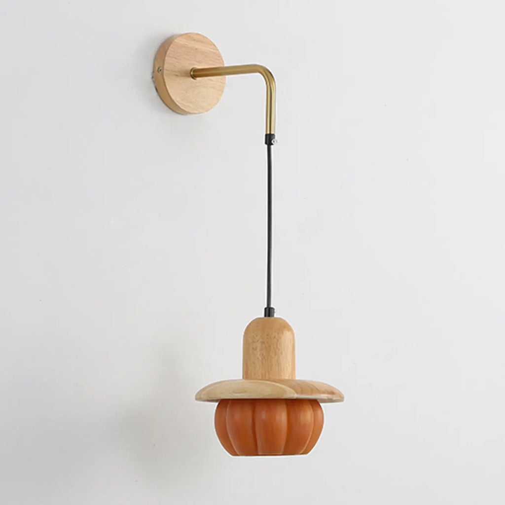 Mini Wooden Pumpkin Shape Wall Sconce for Bedroom Decor