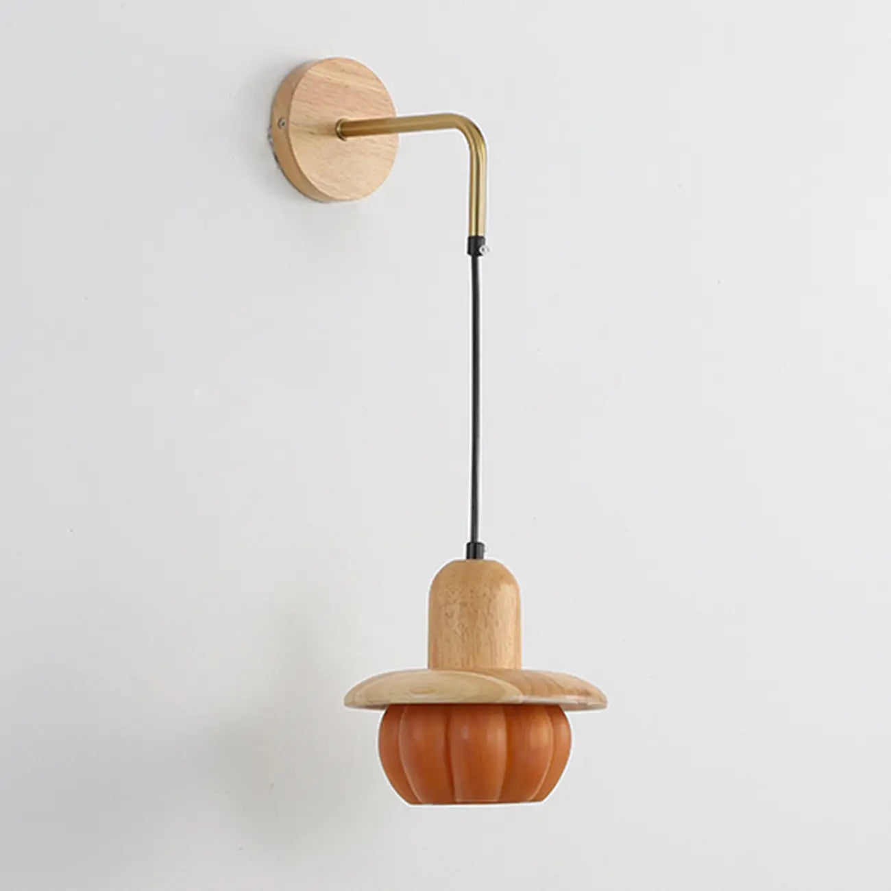 Mini Wooden Pumpkin Shape Wall Sconce for Bedroom Decor