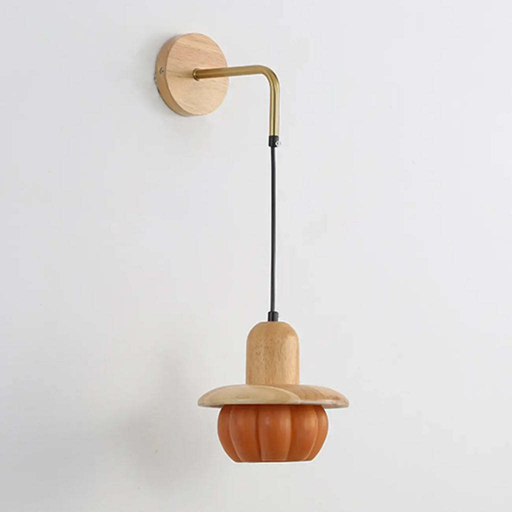 Mini Wooden Pumpkin Shape Wall Sconce for Bedroom Decor
