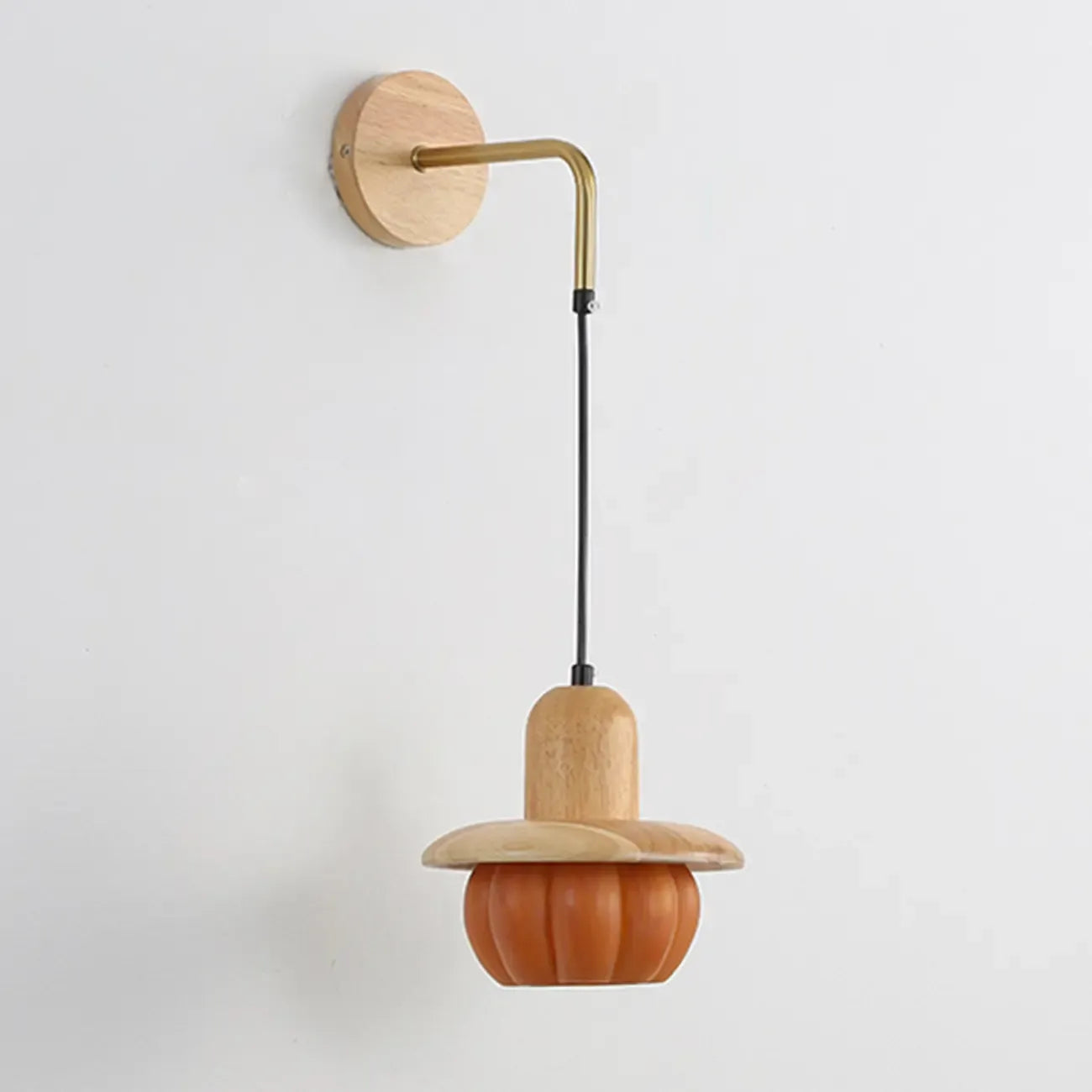 Mini Wooden Pumpkin Shape Wall Sconce for Bedroom Decor