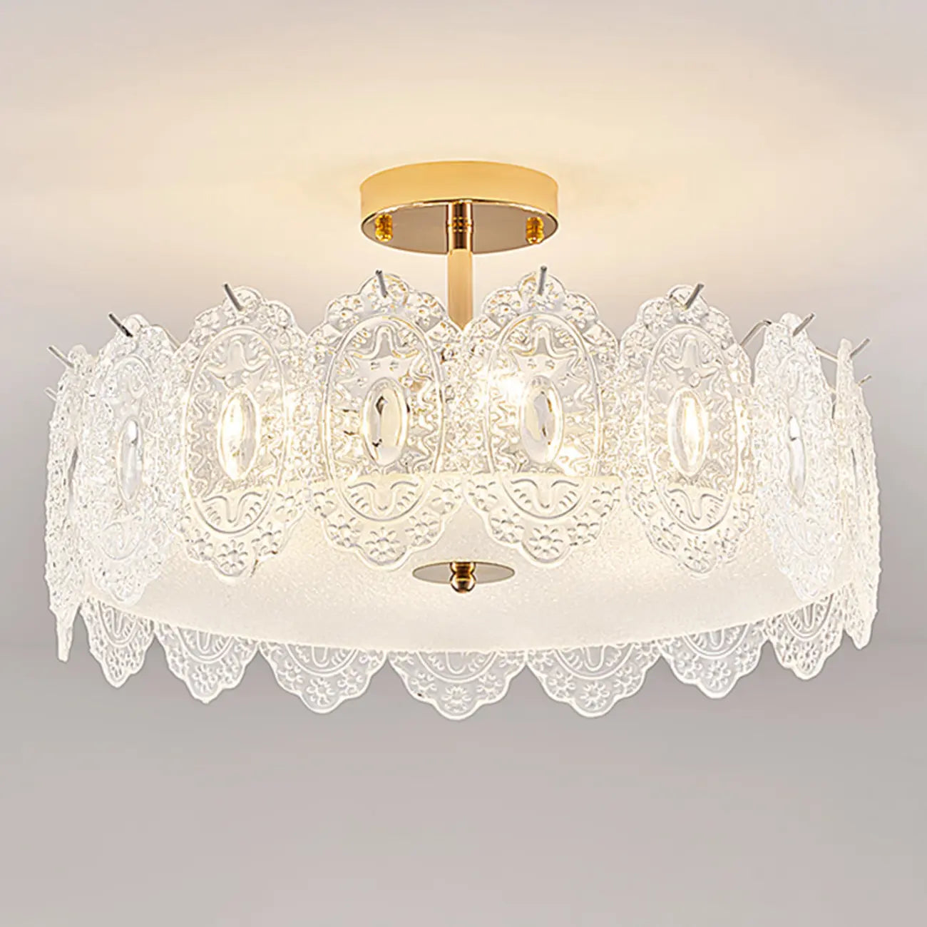 Modern Elegant Feather Glass Semi Flush Ceiling Light