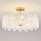 Modern Elegant Feather Glass Semi Flush Ceiling Light