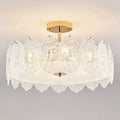 Modern Elegant Feather Glass Semi Flush Ceiling Light