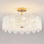 Modern Elegant Feather Glass Semi Flush Ceiling Light