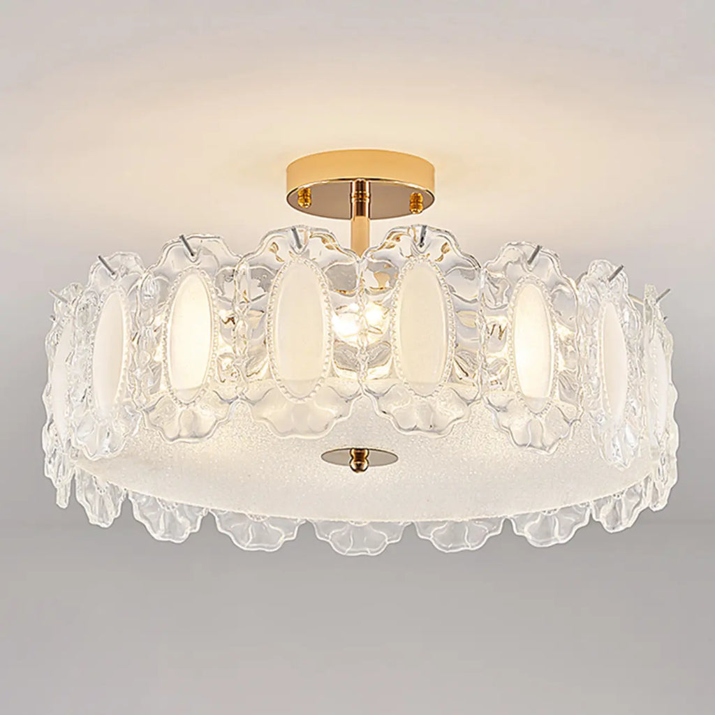 Modern Elegant Feather Glass Semi Flush Ceiling Light