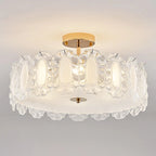 Modern Elegant Feather Glass Semi Flush Ceiling Light
