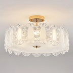 Modern Elegant Feather Glass Semi Flush Ceiling Light
