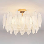 Modern Elegant Feather Glass Semi Flush Ceiling Light