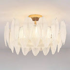 Modern Elegant Feather Glass Semi Flush Ceiling Light
