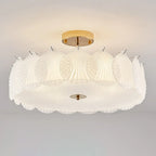 Modern Elegant Feather Glass Semi Flush Ceiling Light