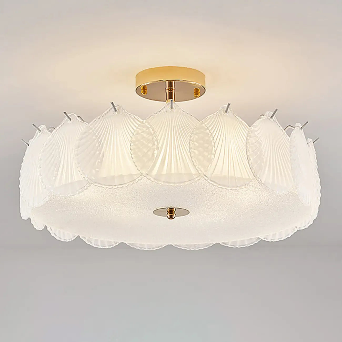 Modern Elegant Feather Glass Semi Flush Ceiling Light