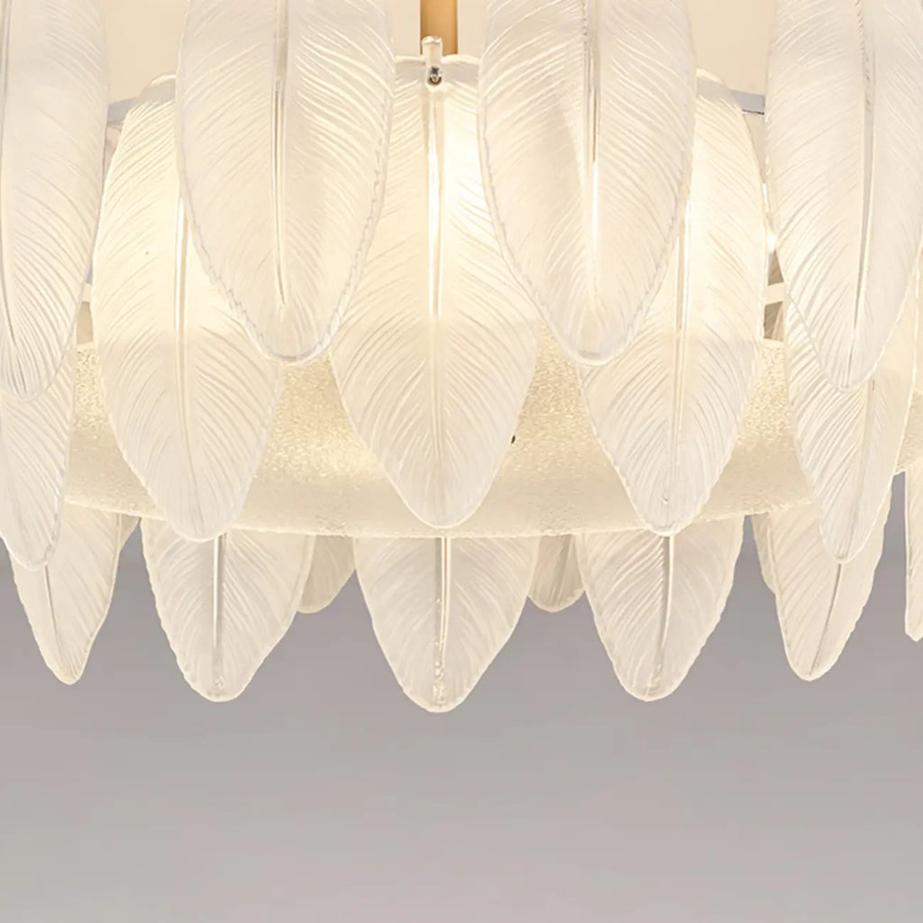Modern Elegant Feather Glass Semi Flush Ceiling Light
