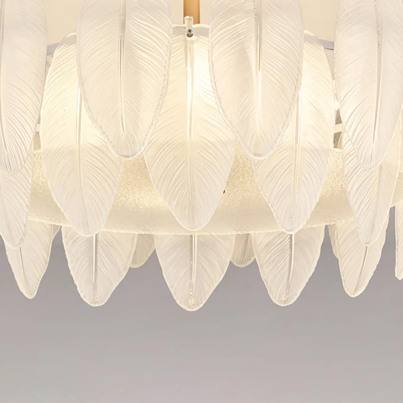 Modern Elegant Feather Glass Semi Flush Ceiling Light