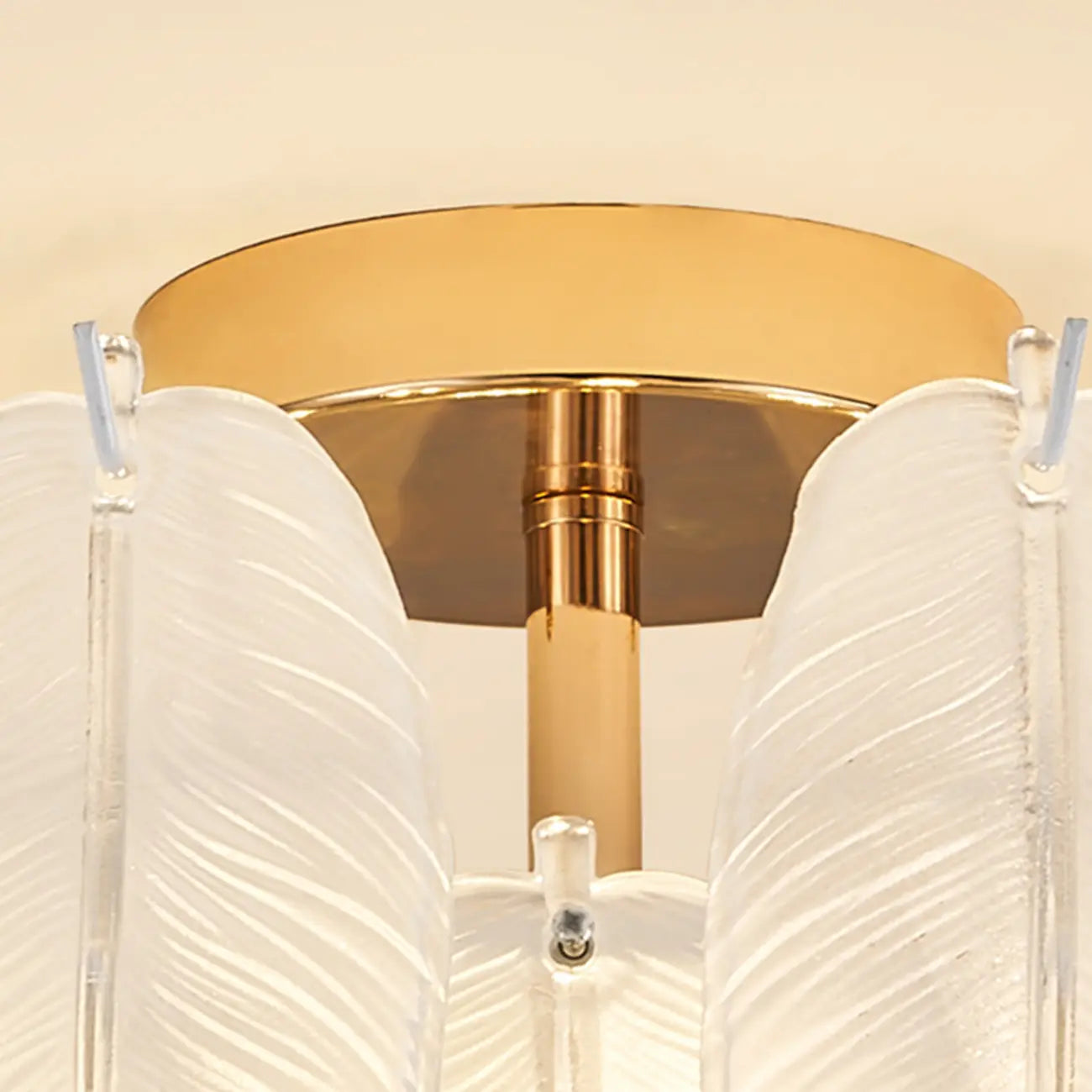 Modern Elegant Feather Glass Semi Flush Ceiling Light