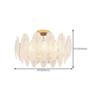 Modern Elegant Feather Glass Semi Flush Ceiling Light
