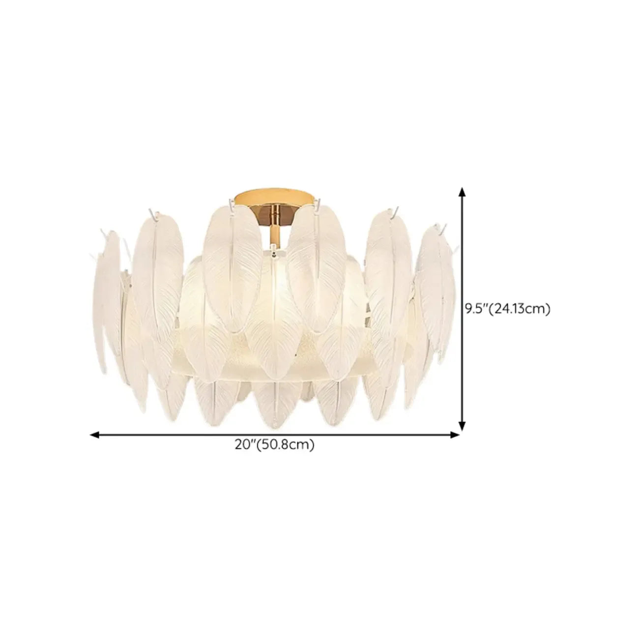 Modern Elegant Feather Glass Semi Flush Ceiling Light