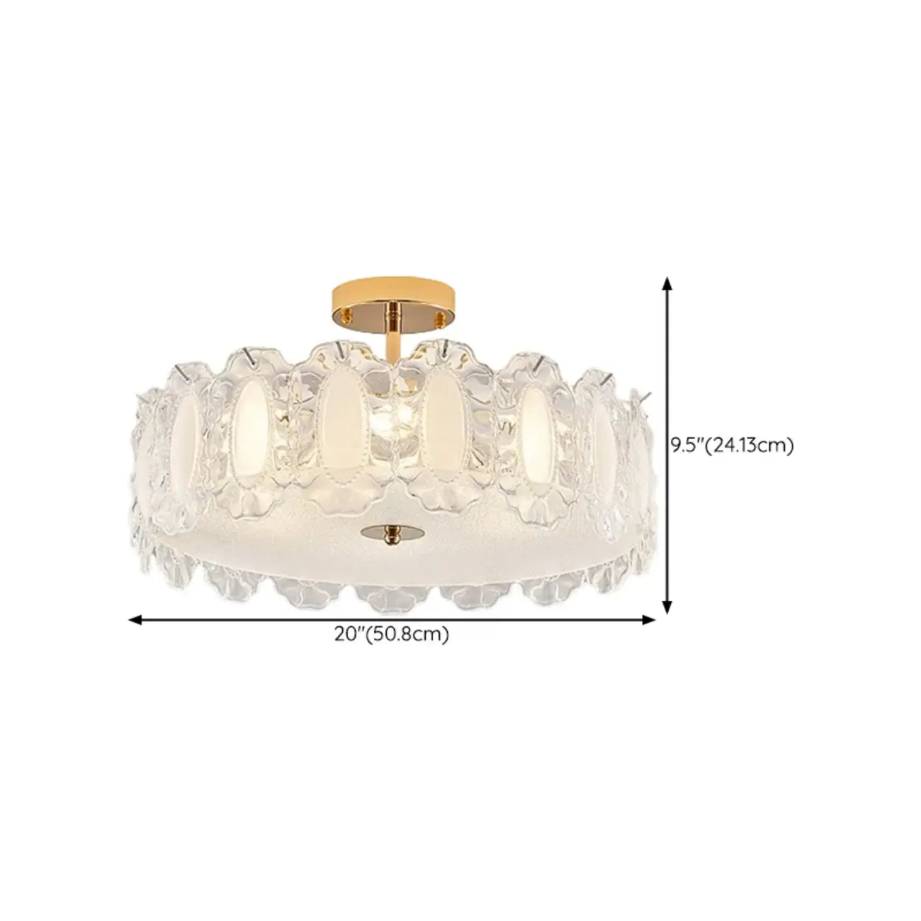 Modern Elegant Feather Glass Semi Flush Ceiling Light
