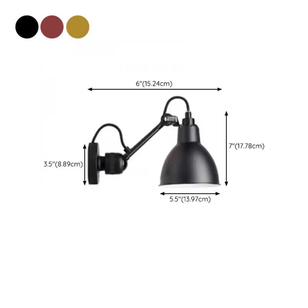 Industrial Black Wall Sconce with Dome for Bedroom Lighting