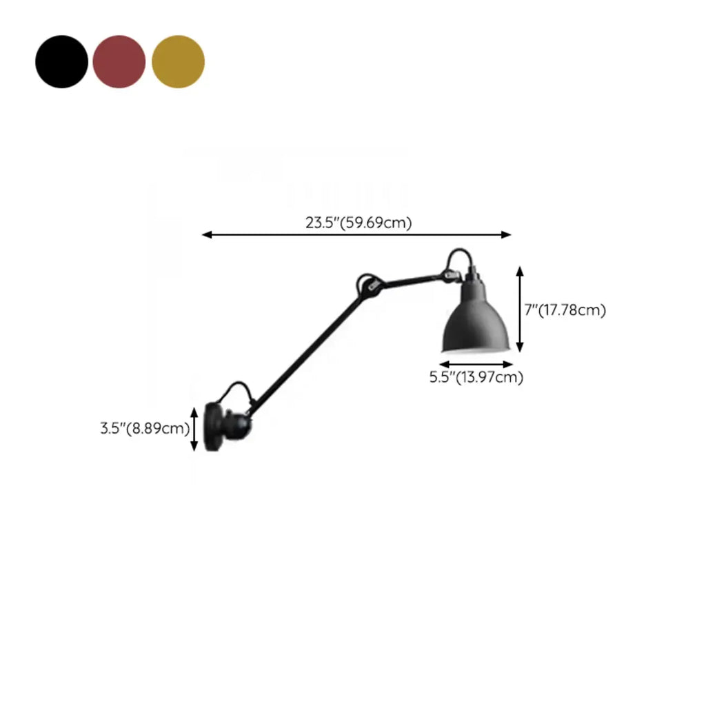 Industrial Black Wall Sconce with Dome for Bedroom Lighting