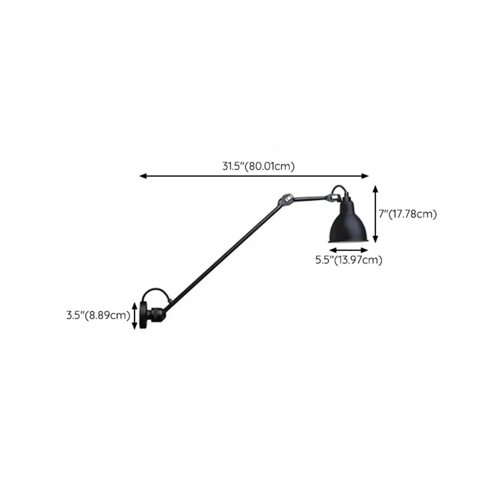 Industrial Black Wall Sconce with Dome for Bedroom Lighting