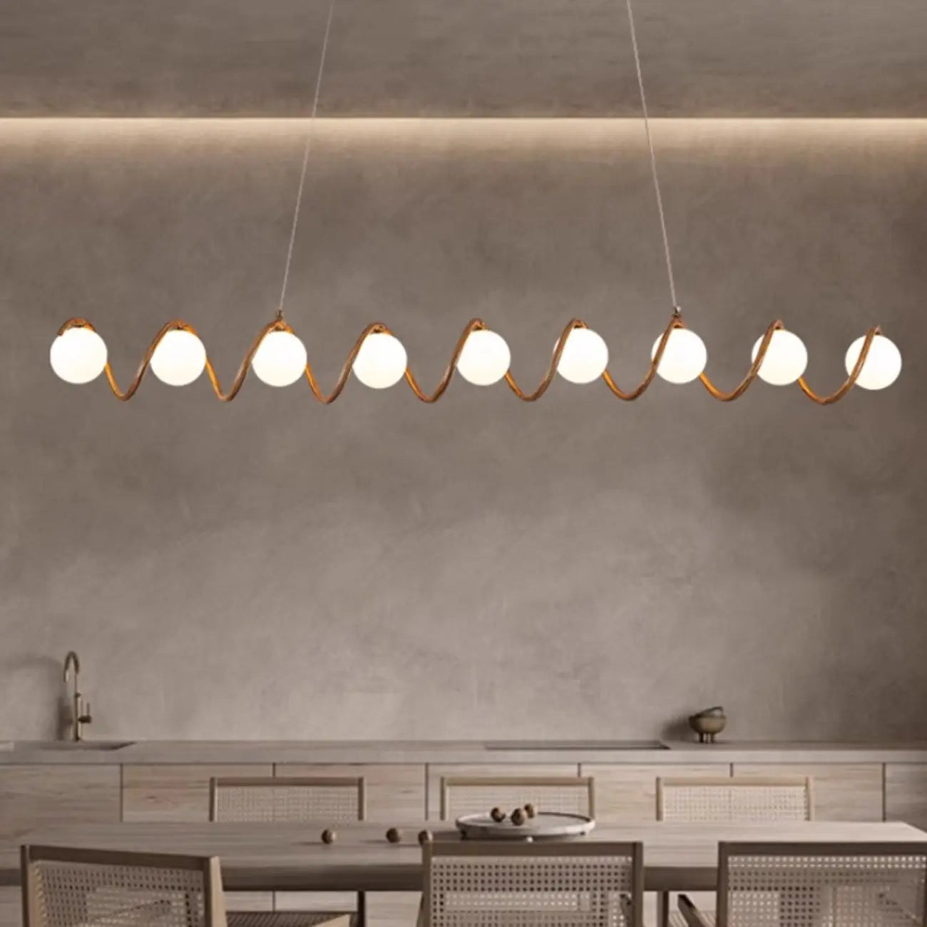 Modern Adjustable Wave Kitchen Island Pendant Light