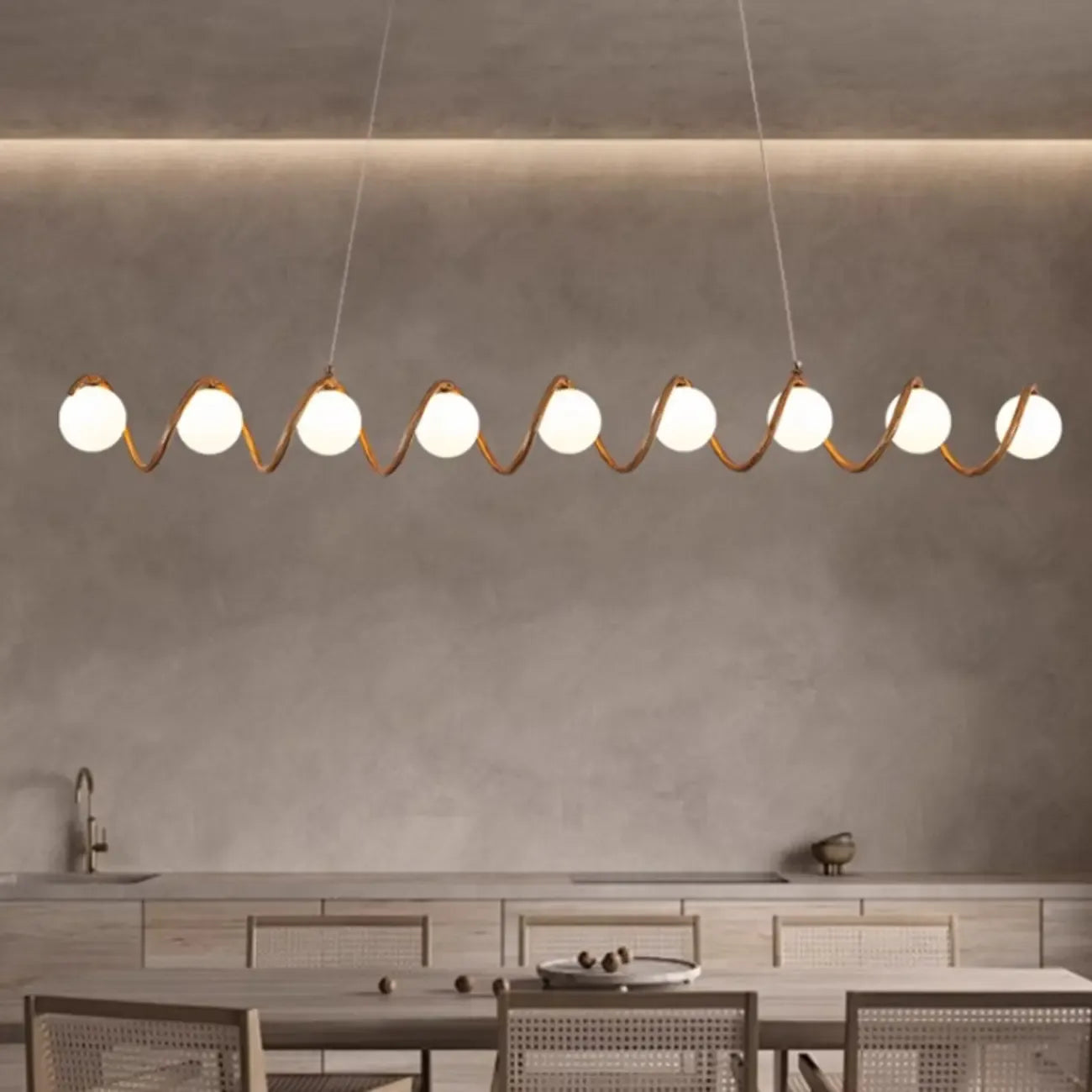 Modern Adjustable Wave Kitchen Island Pendant Light