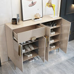 Elegant Fluted Entryway Shoe Cabinet with Drawer