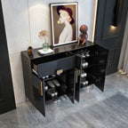 Elegant Fluted Entryway Shoe Cabinet with Drawer