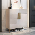 Elegant Fluted Entryway Shoe Cabinet with Drawer