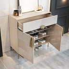 Elegant Fluted Entryway Shoe Cabinet with Drawer