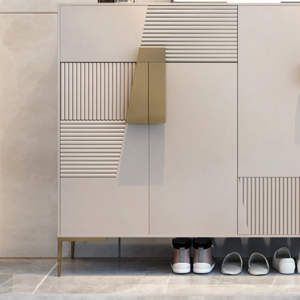 Elegant Fluted Entryway Shoe Cabinet with Drawer