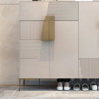 Elegant Fluted Entryway Shoe Cabinet with Drawer