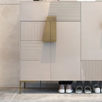 Elegant Fluted Entryway Shoe Cabinet with Drawer