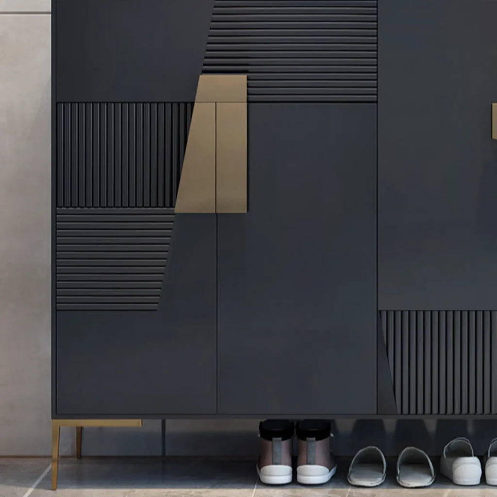 Elegant Fluted Entryway Shoe Cabinet with Drawer