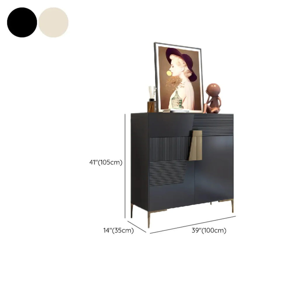 Elegant Fluted Entryway Shoe Cabinet with Drawer