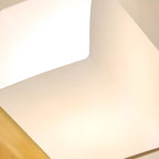 8.5 Height Square Glass Natural Wood Semi Flush Ceiling Light