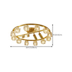 Gold Circle Cube Crystal Semi Flush Ceiling Light with Spotlights