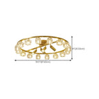 Gold Circle Cube Crystal Semi Flush Ceiling Light with Spotlights