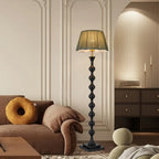 62 H Traditional Wooden Floor Lamp with Fabric Shade