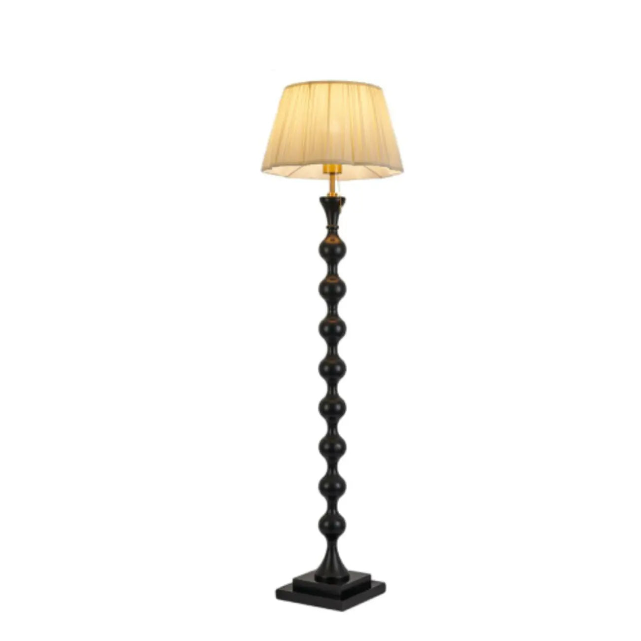 62 H Traditional Wooden Floor Lamp with Fabric Shade