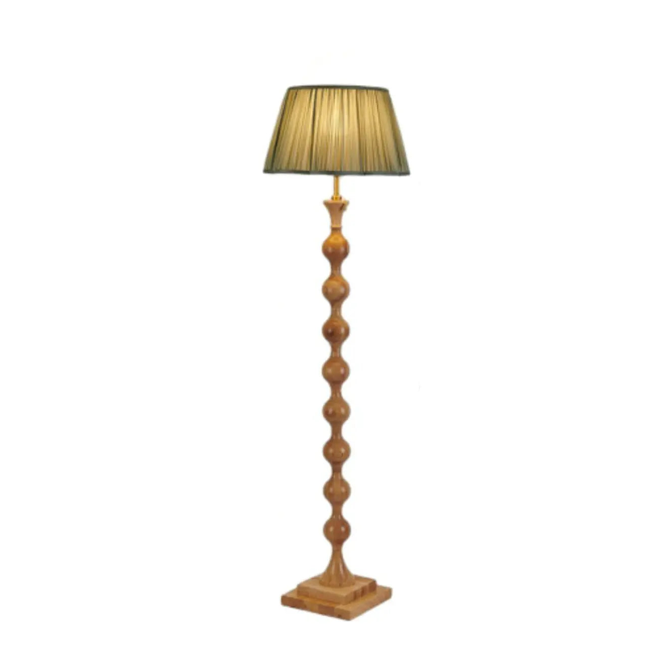 62 H Traditional Wooden Floor Lamp with Fabric Shade