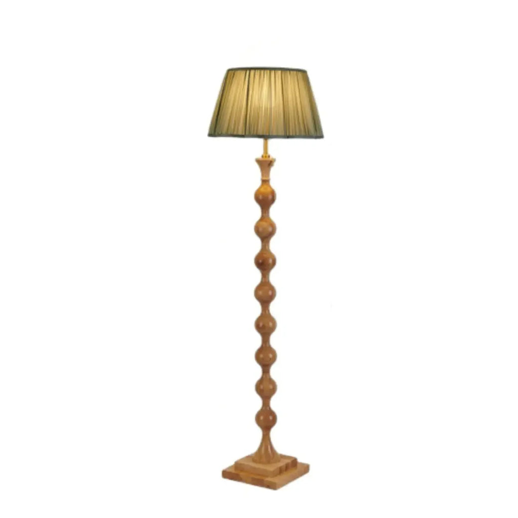 62 H Traditional Wooden Floor Lamp with Fabric Shade