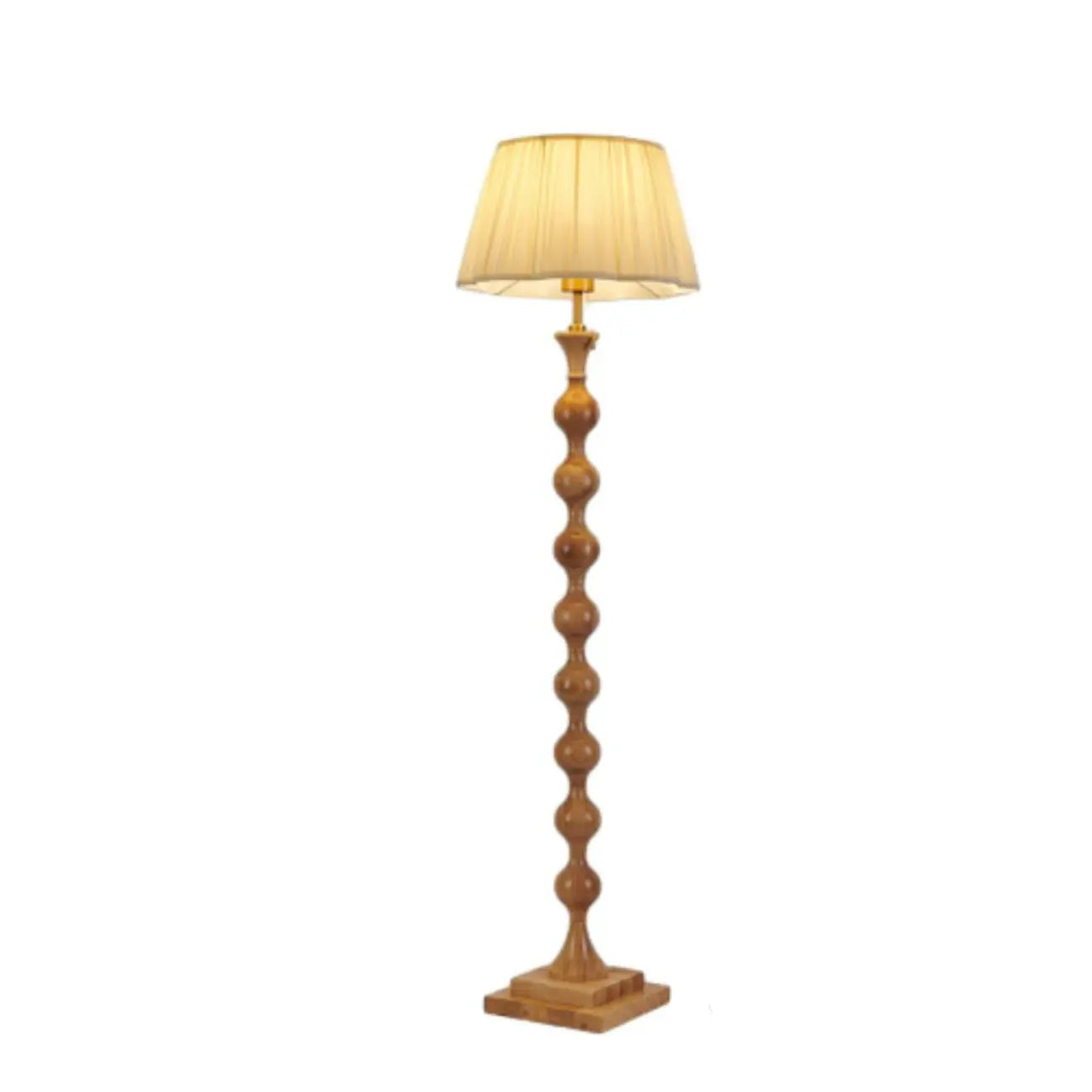 62 H Traditional Wooden Floor Lamp with Fabric Shade