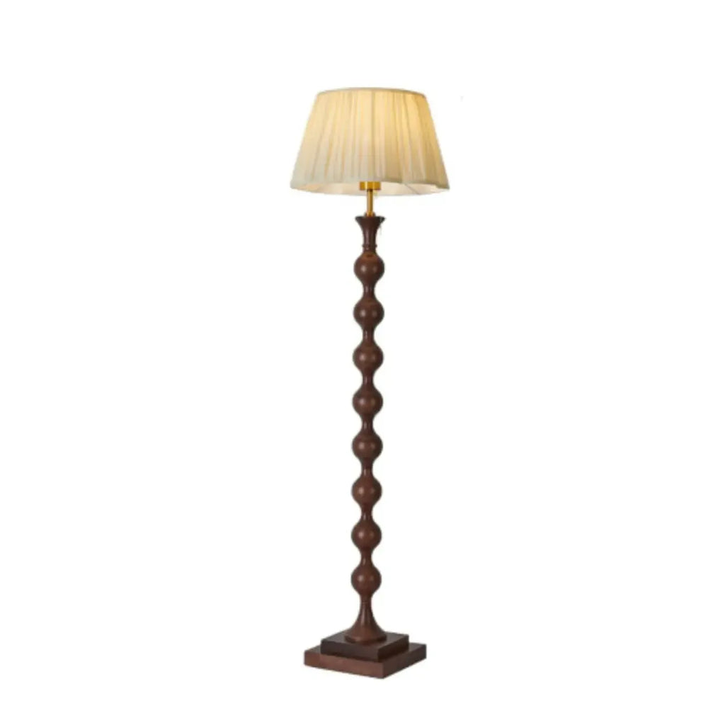 62 H Traditional Wooden Floor Lamp with Fabric Shade