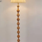 62 H Traditional Wooden Floor Lamp with Fabric Shade