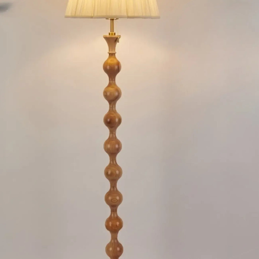 62 H Traditional Wooden Floor Lamp with Fabric Shade