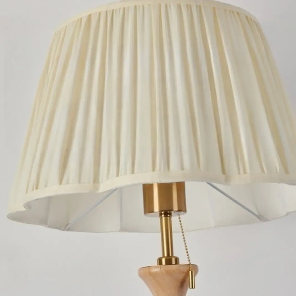 62 H Traditional Wooden Floor Lamp with Fabric Shade