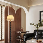 62 H Traditional Wooden Floor Lamp with Fabric Shade