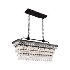 Contemporary Crystal Matte Black Island Pendant Light